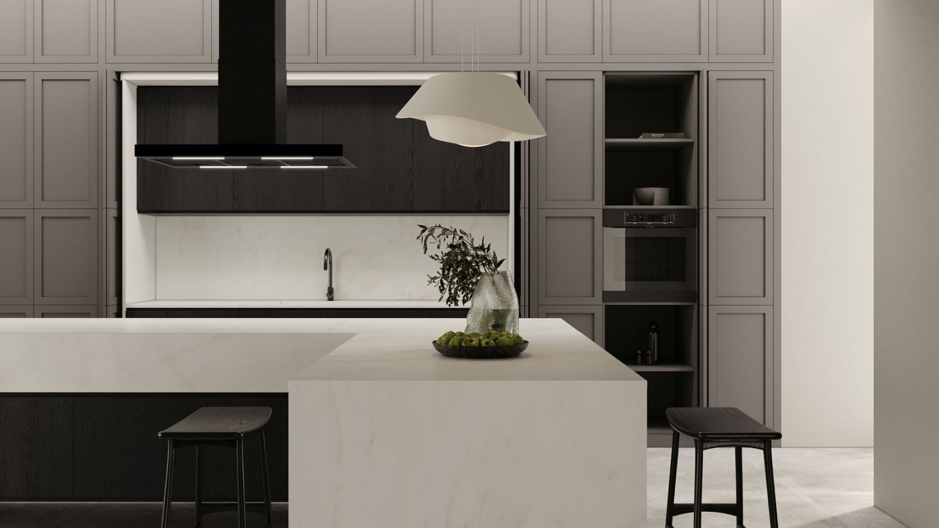 Вытяжка островная Sento Island Black Matt - Черный мат - Визуализации 2