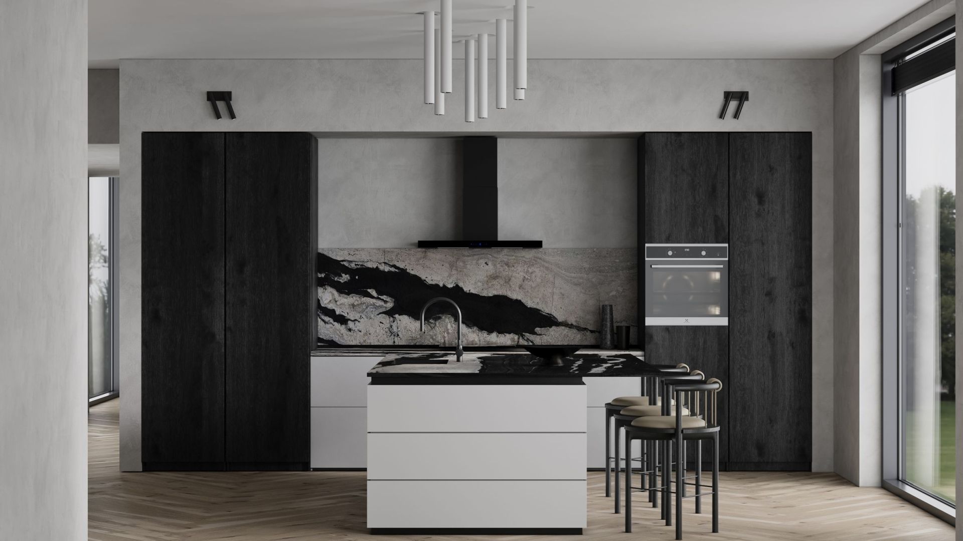 Вытяжка пристенная Sento  Black Matt - Черный мат - Визуализации