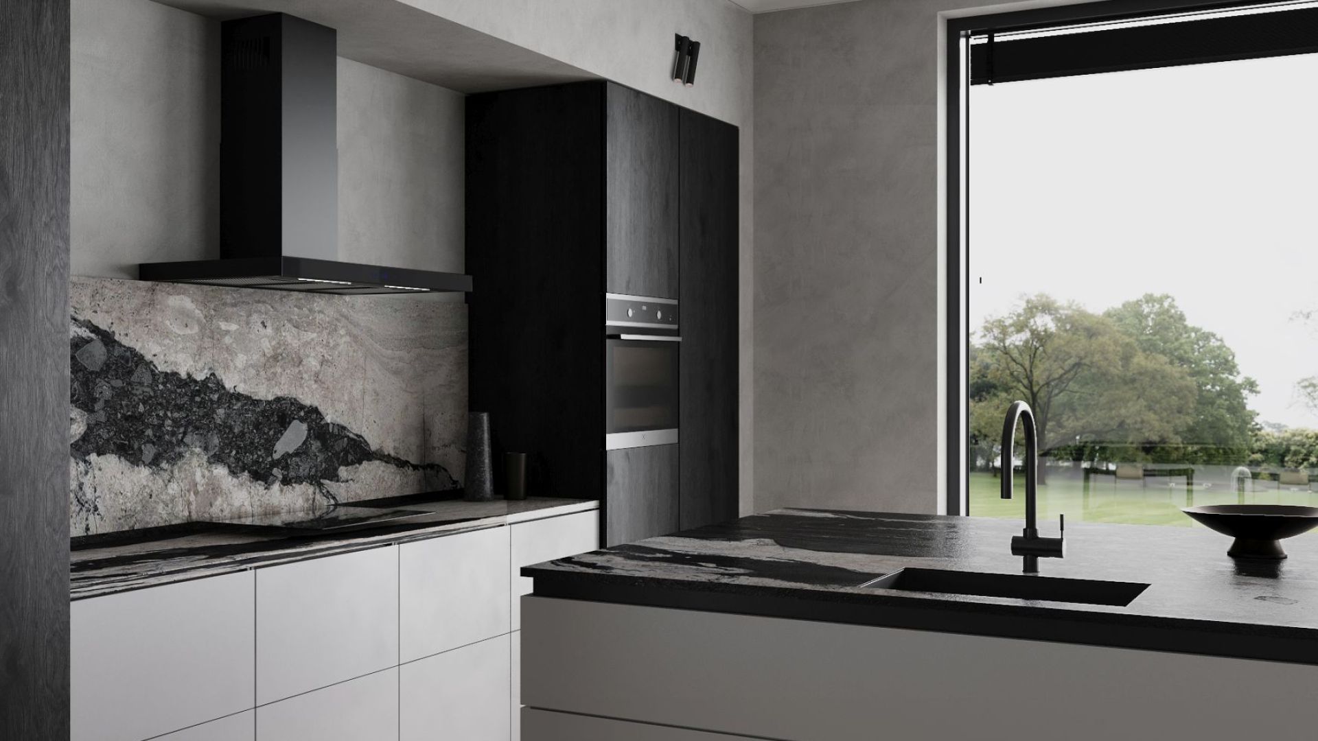 Вытяжка пристенная Sento  Black Matt - Черный мат - Визуализации 3