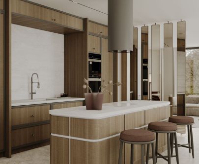 Вытяжка островная Tubo Taupe - Таупе - 40 см - Визуализации