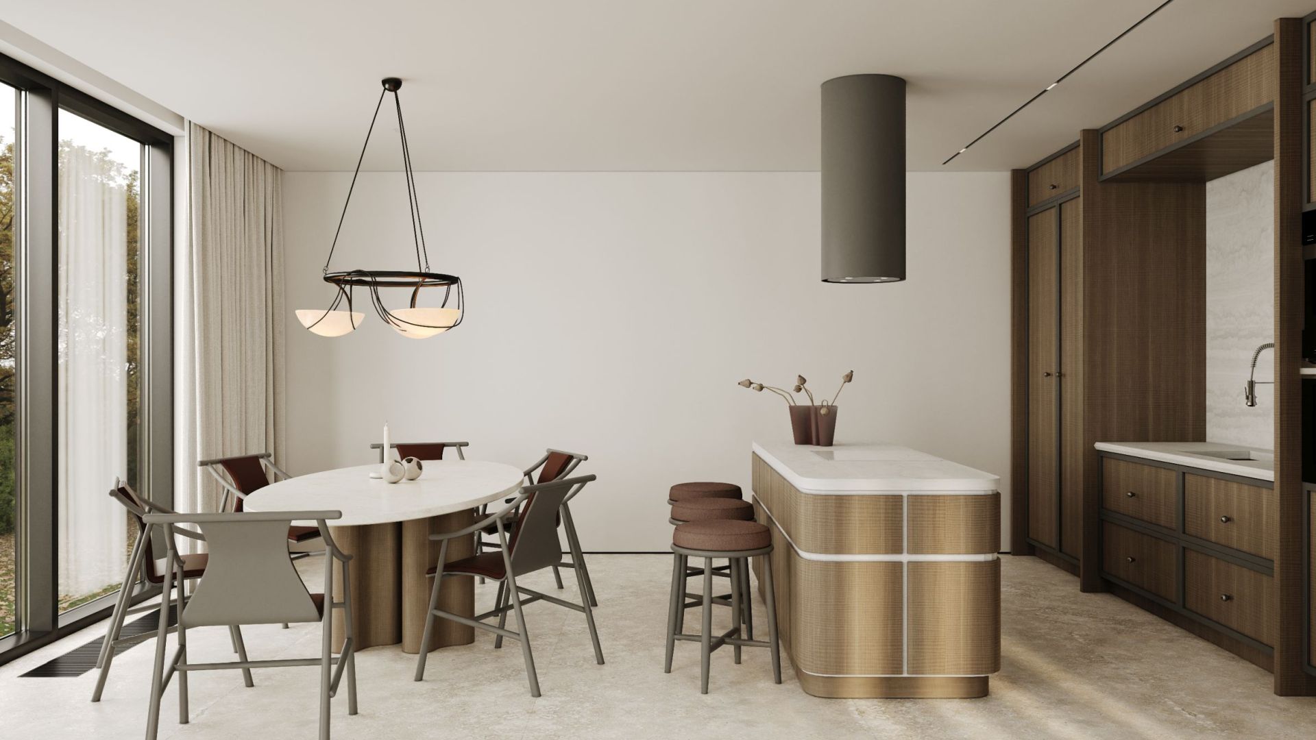 Вытяжка островная Tubo Taupe - Таупе - Визуализации 2