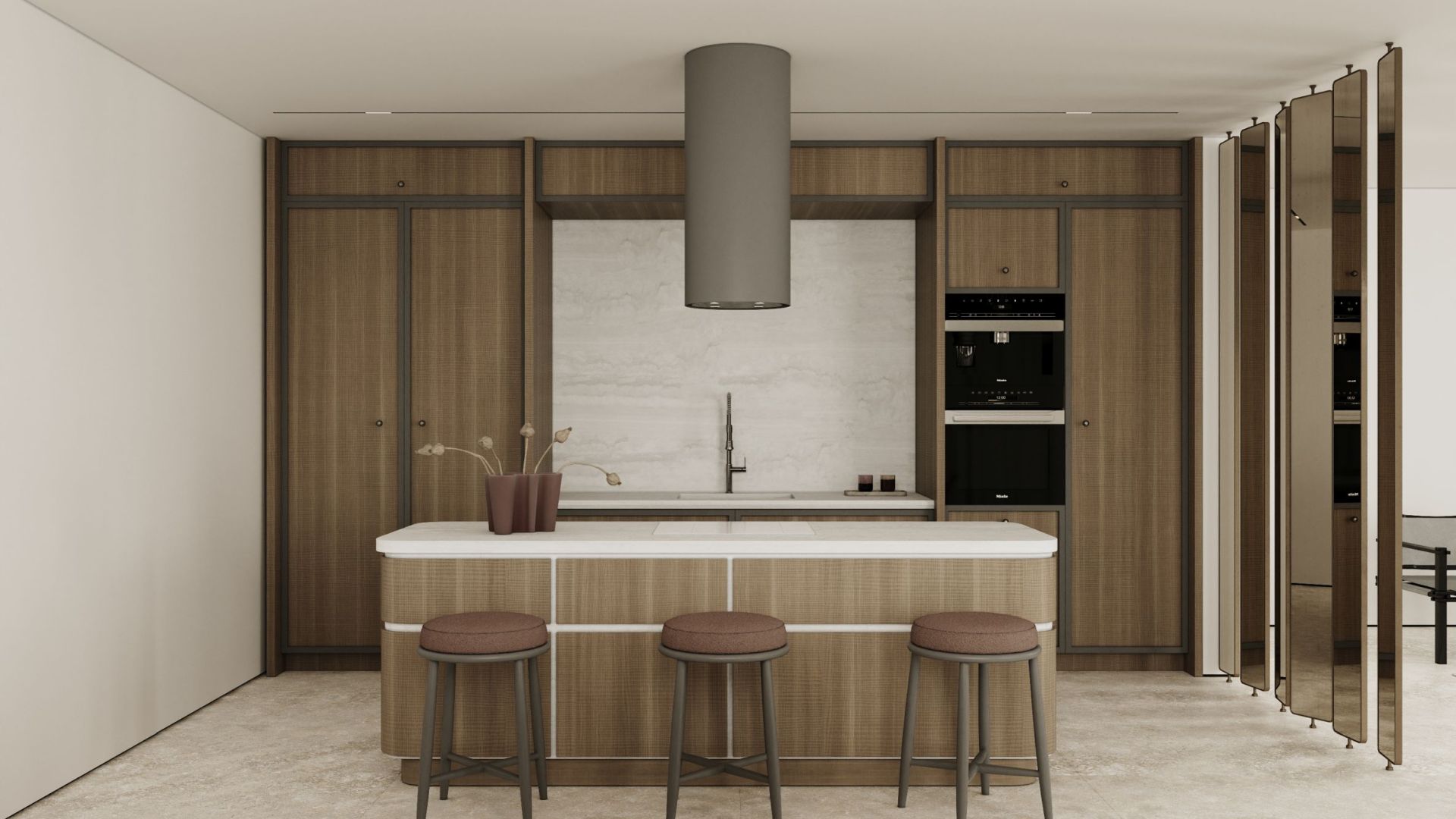 Вытяжка островная Tubo Taupe - Таупе - Визуализации 4