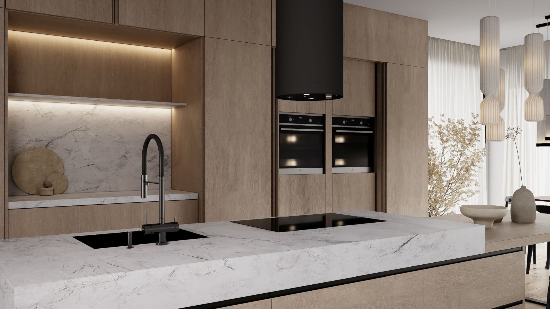 Вытяжка островная Tubo Black Matt Gesture Control - Черный мат - Визуализации 4