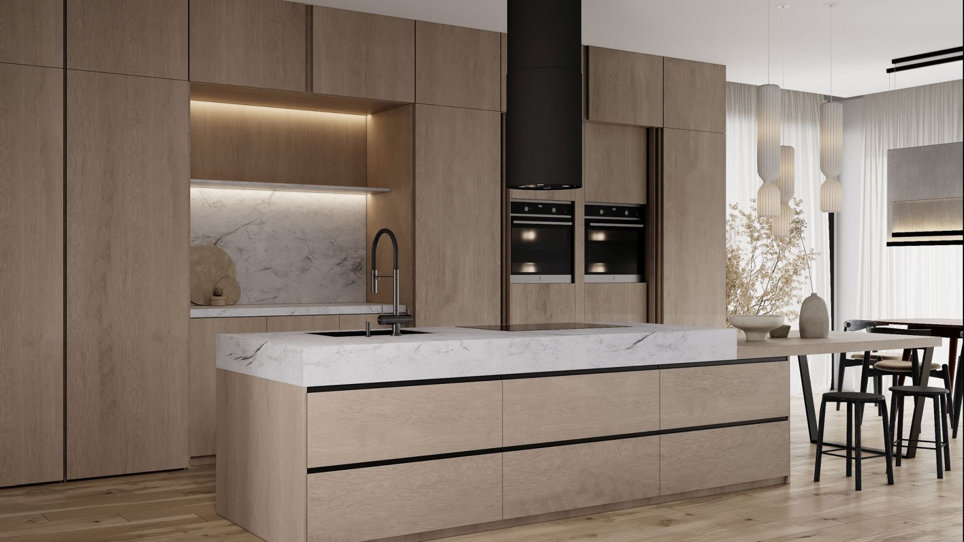 Вытяжка островная Tubo Black Matt Gesture Control - Черный мат - Визуализации 5