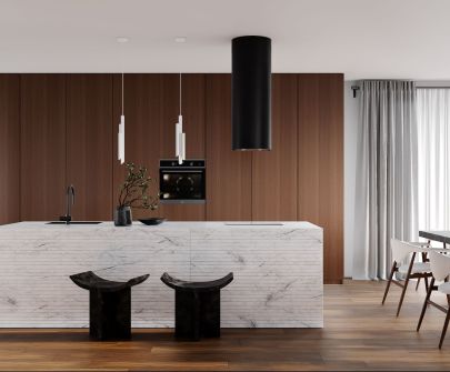 Вытяжка островная Tubo Black Matt - Черный мат - 40 см - Визуализации