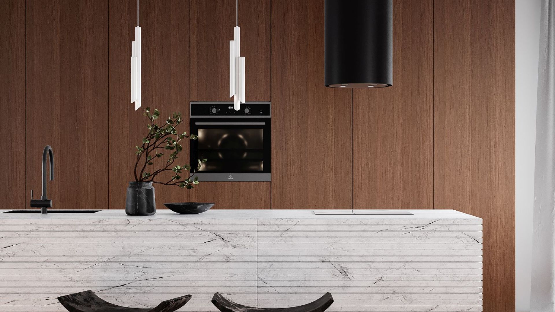 Вытяжка островная Tubo Black Matt - Черный мат - Визуализации 5