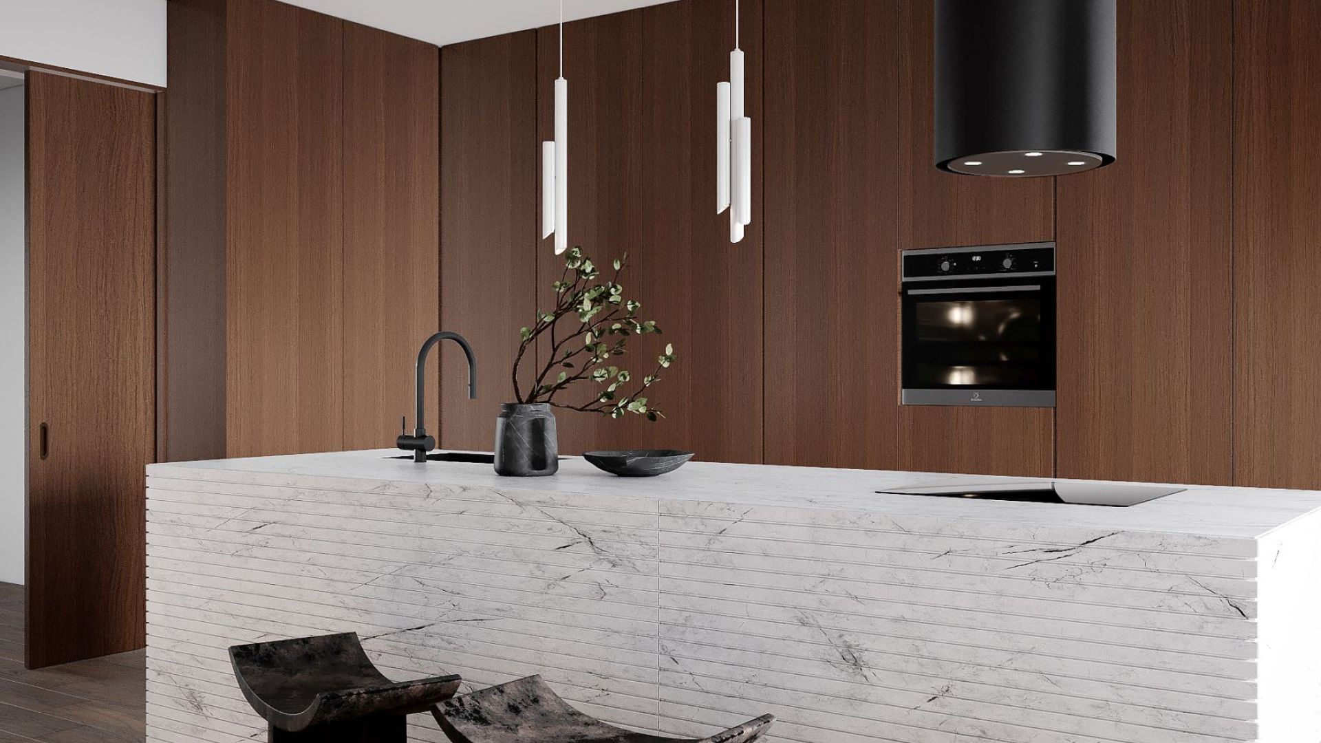 Вытяжка островная Tubo Black Matt - Черный мат - Визуализации 7