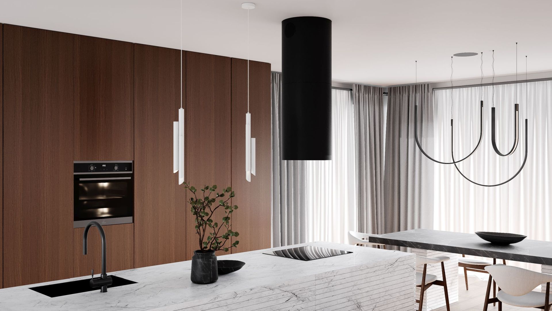 Вытяжка островная Tubo Black Matt - Черный мат - Визуализации 8