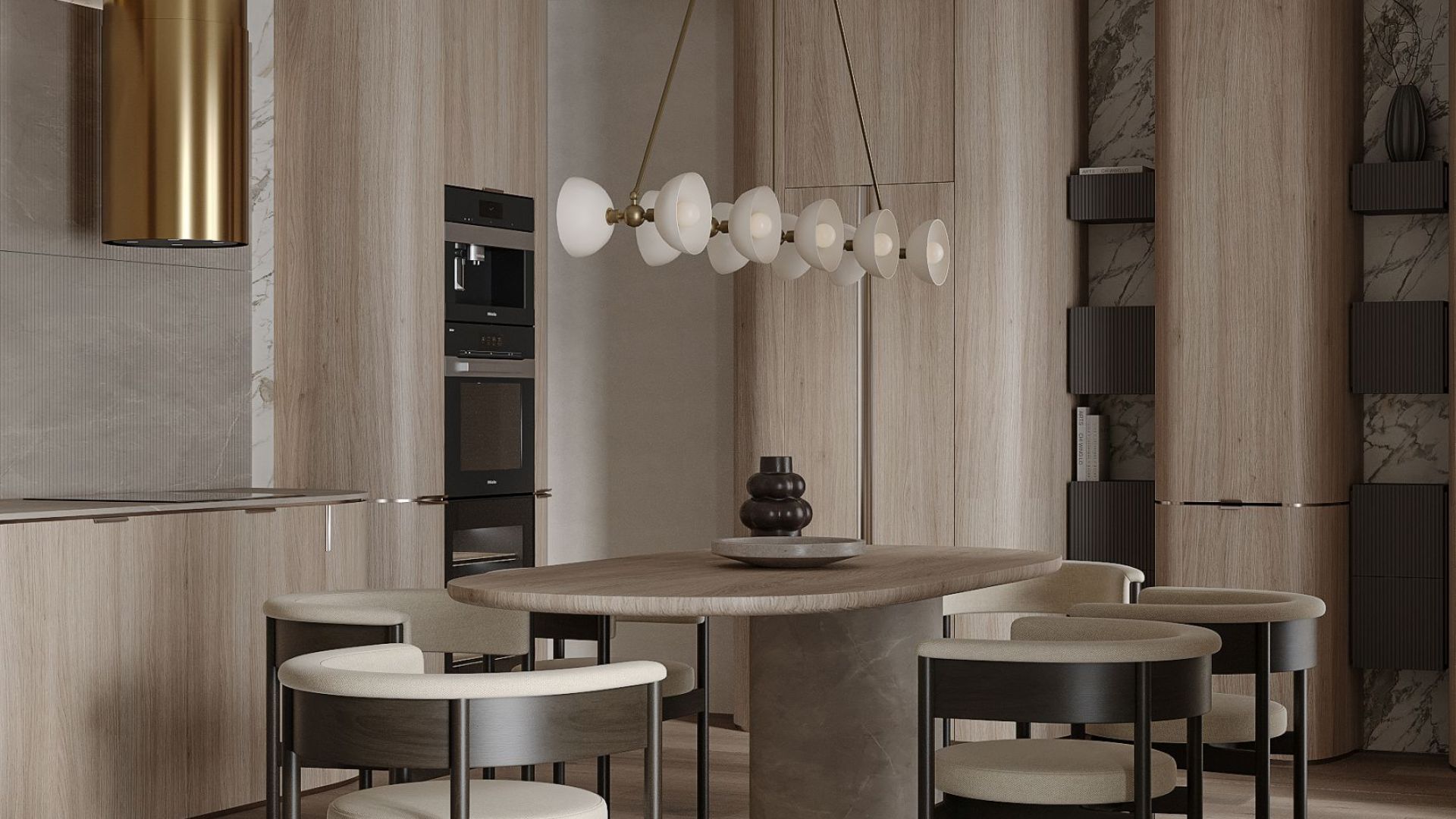 Вытяжка островная Tubo Royal Gold Gesture Control - Золото - Визуализации 3