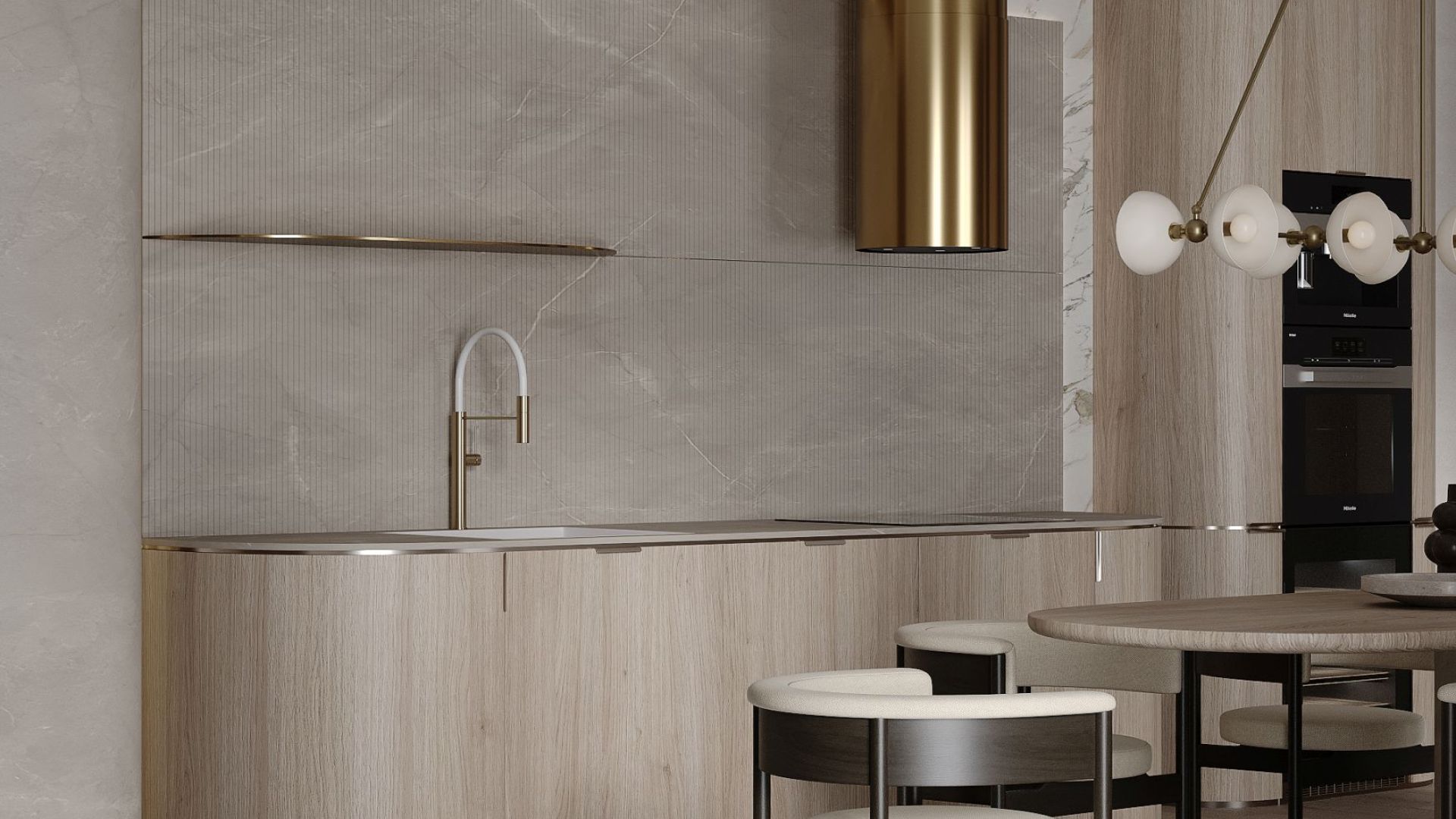 Вытяжка островная Tubo Royal Gold Gesture Control - Золото - Визуализации 4