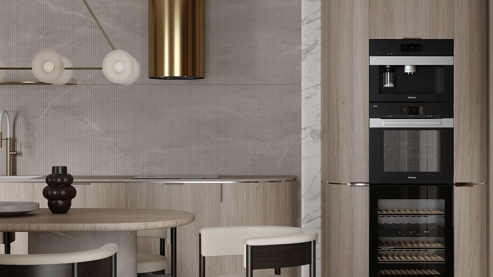 Вытяжка островная Tubo Royal Gold Gesture Control - Золото - Визуализации 6