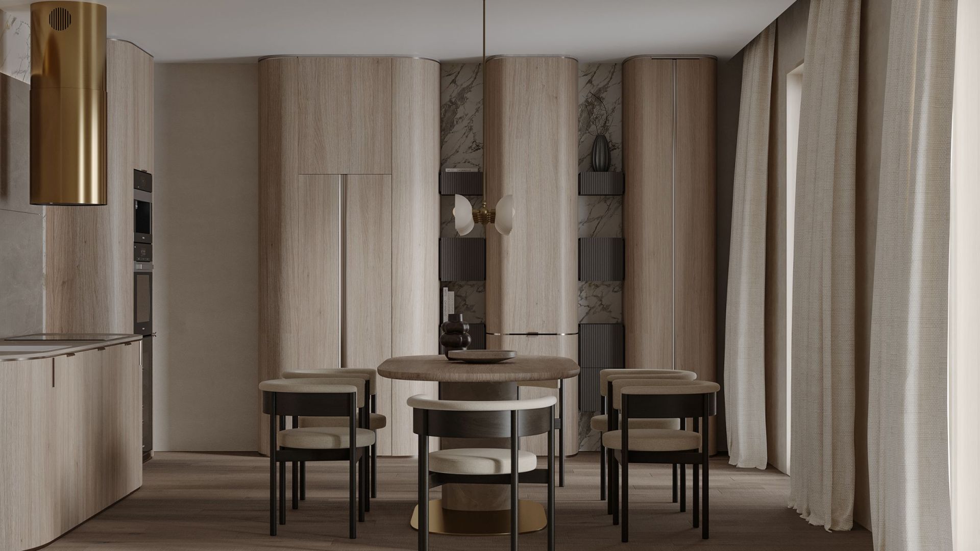 Вытяжка островная Tubo Royal Gold Gesture Control - Золото - Визуализации 9