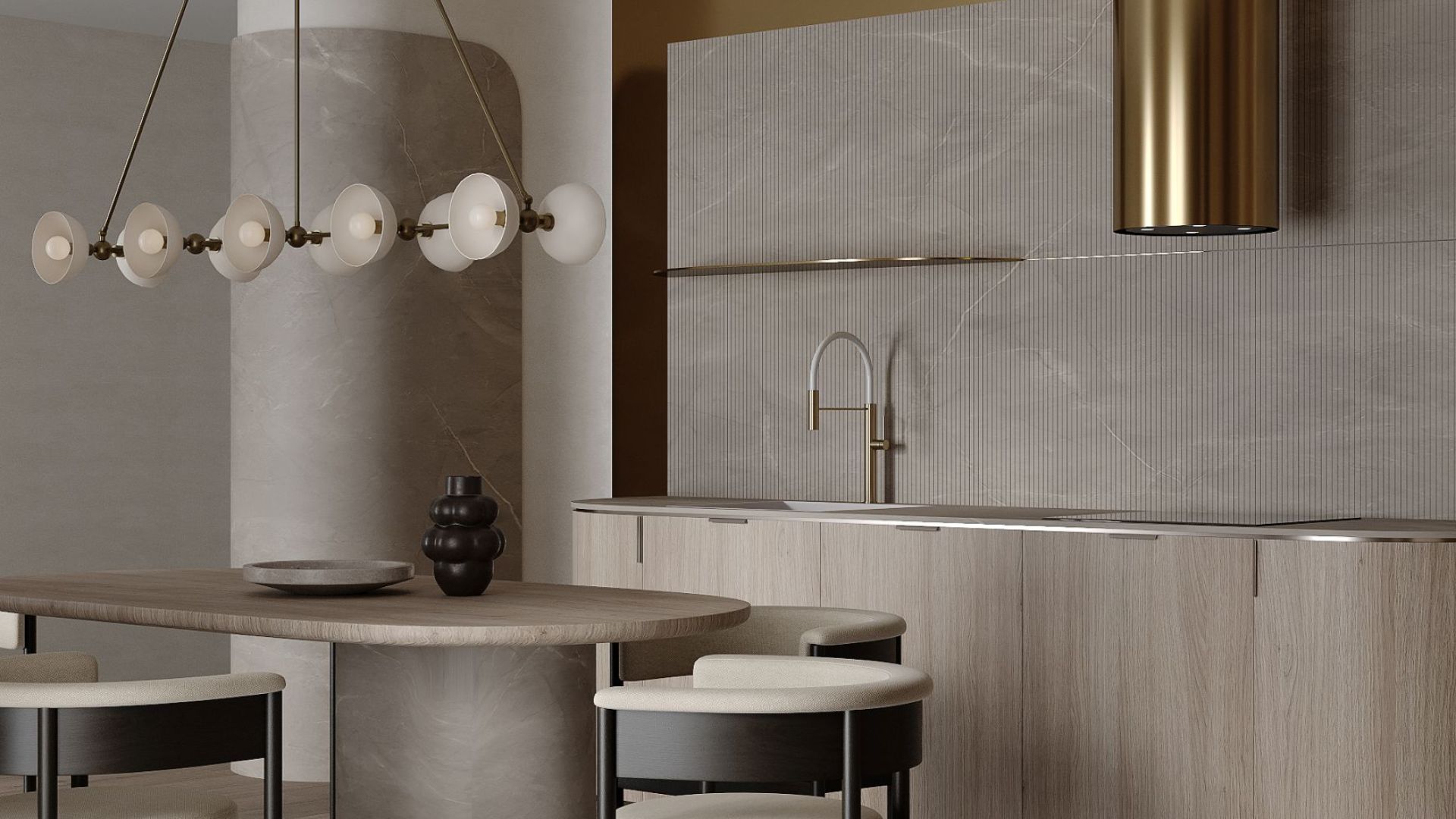 Вытяжка островная Tubo Royal Gold Gesture Control - Золото - Визуализации 8