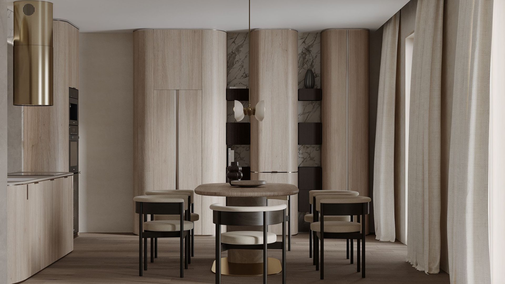 Вытяжка островная Tubo Sterling Gold Gesture Control - Золото - Визуализации 7