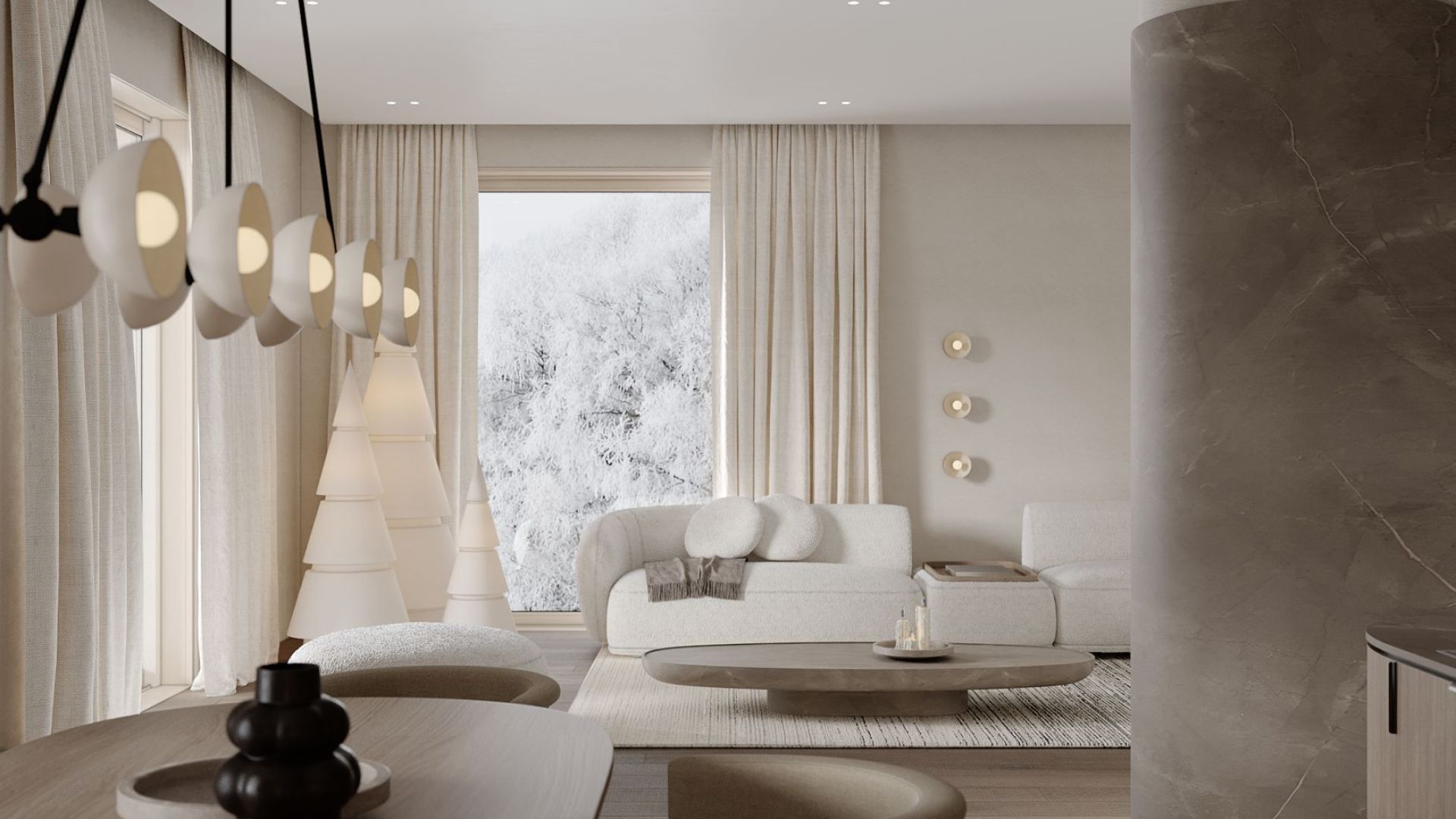 Вытяжка островная Tubo Sterling Gold Gesture Control - Золото - Визуализации 3