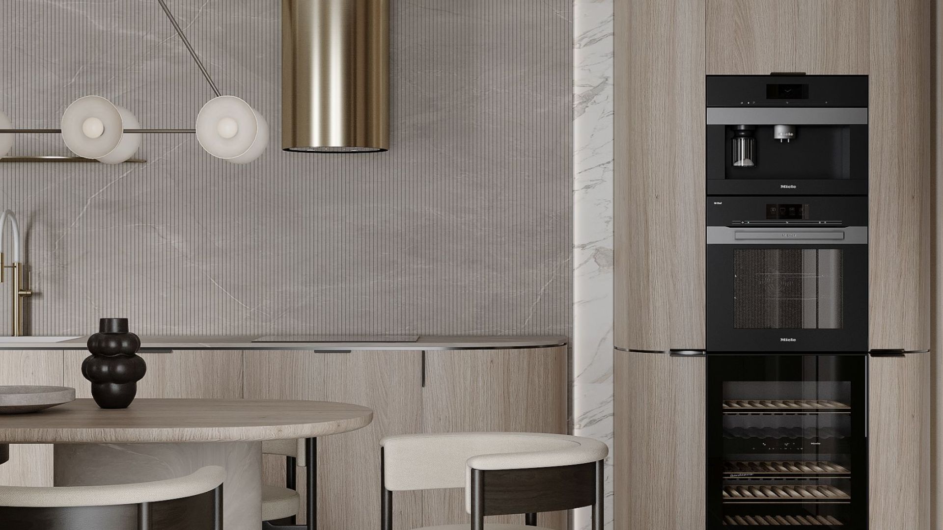 Вытяжка островная Tubo Sterling Gold Gesture Control - Золото - Визуализации 8