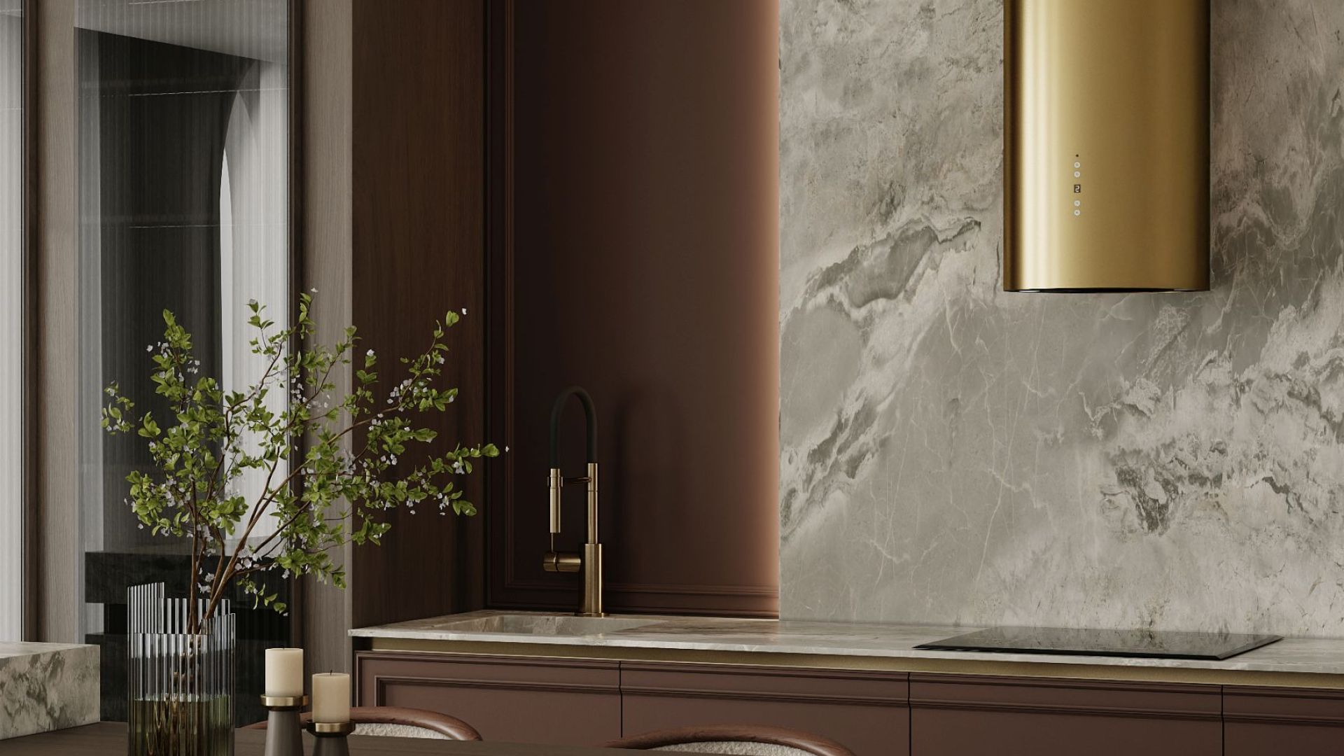 Вытяжка пристенная Cylindro OR Gold BLDC - Золото - Визуализации 3