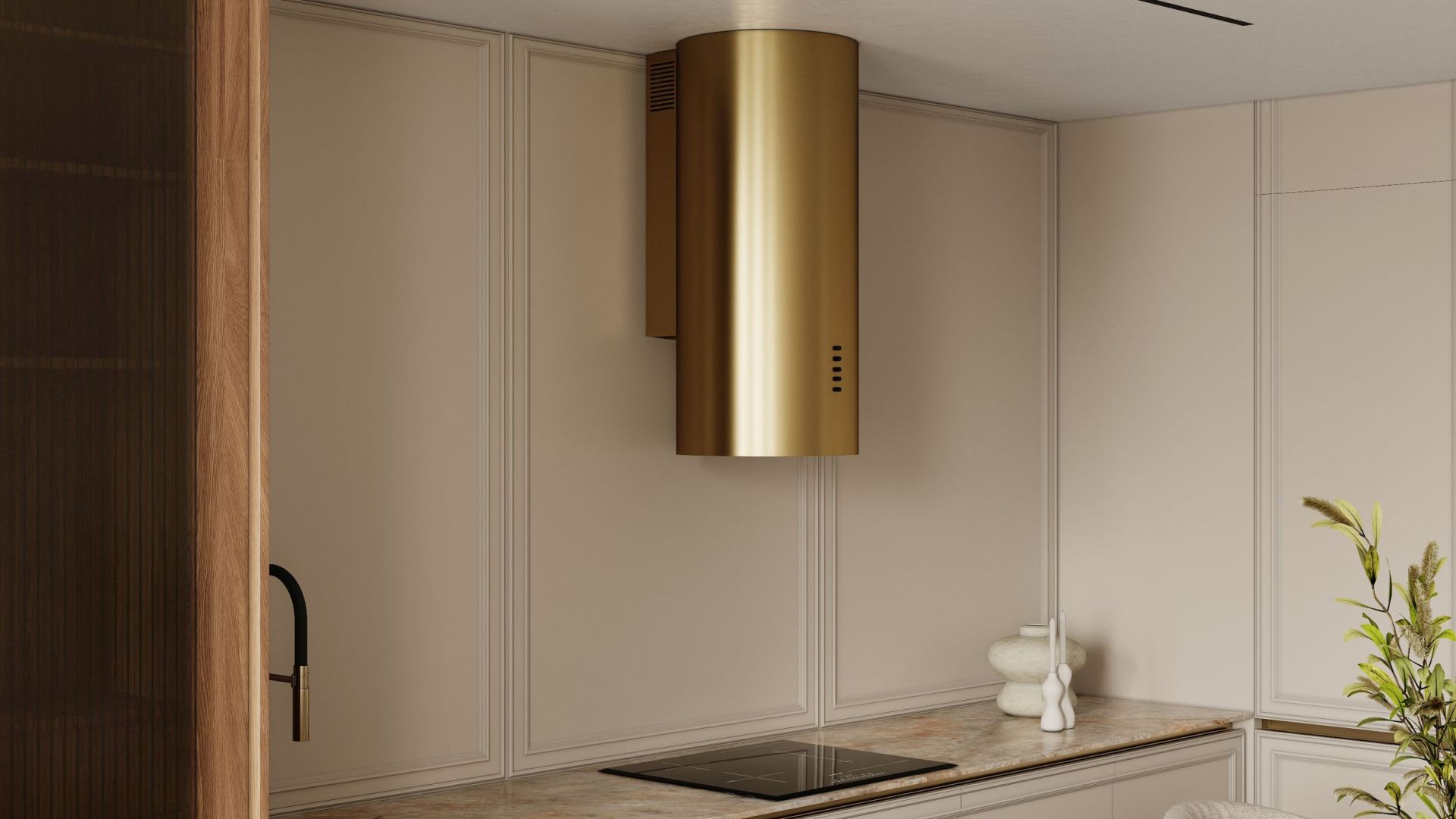 Вытяжка пристенная Cylindro OR Eco Gold - Золото - Визуализации 3