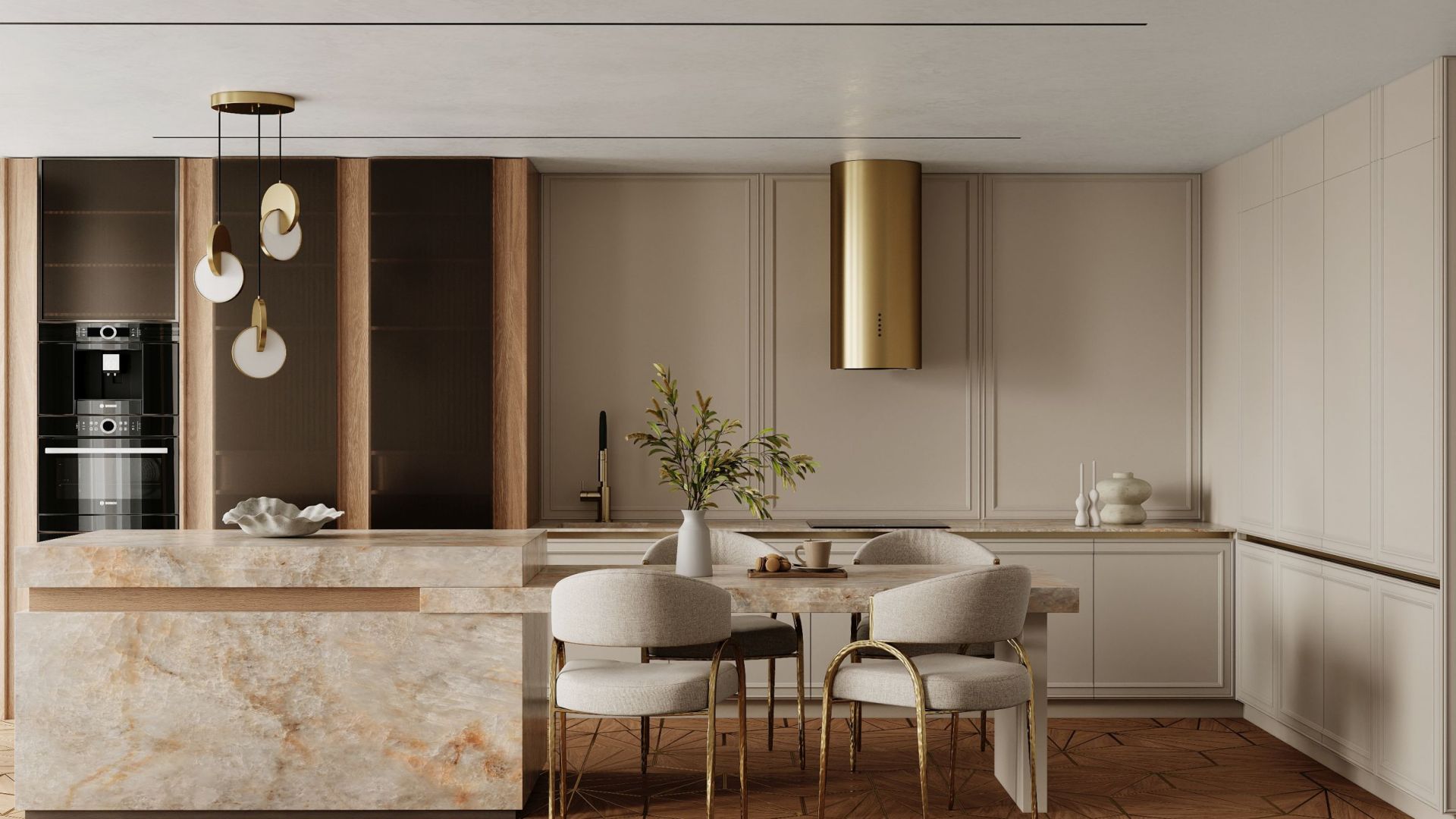 Вытяжка пристенная Cylindro OR Eco Gold - Золото - Визуализации