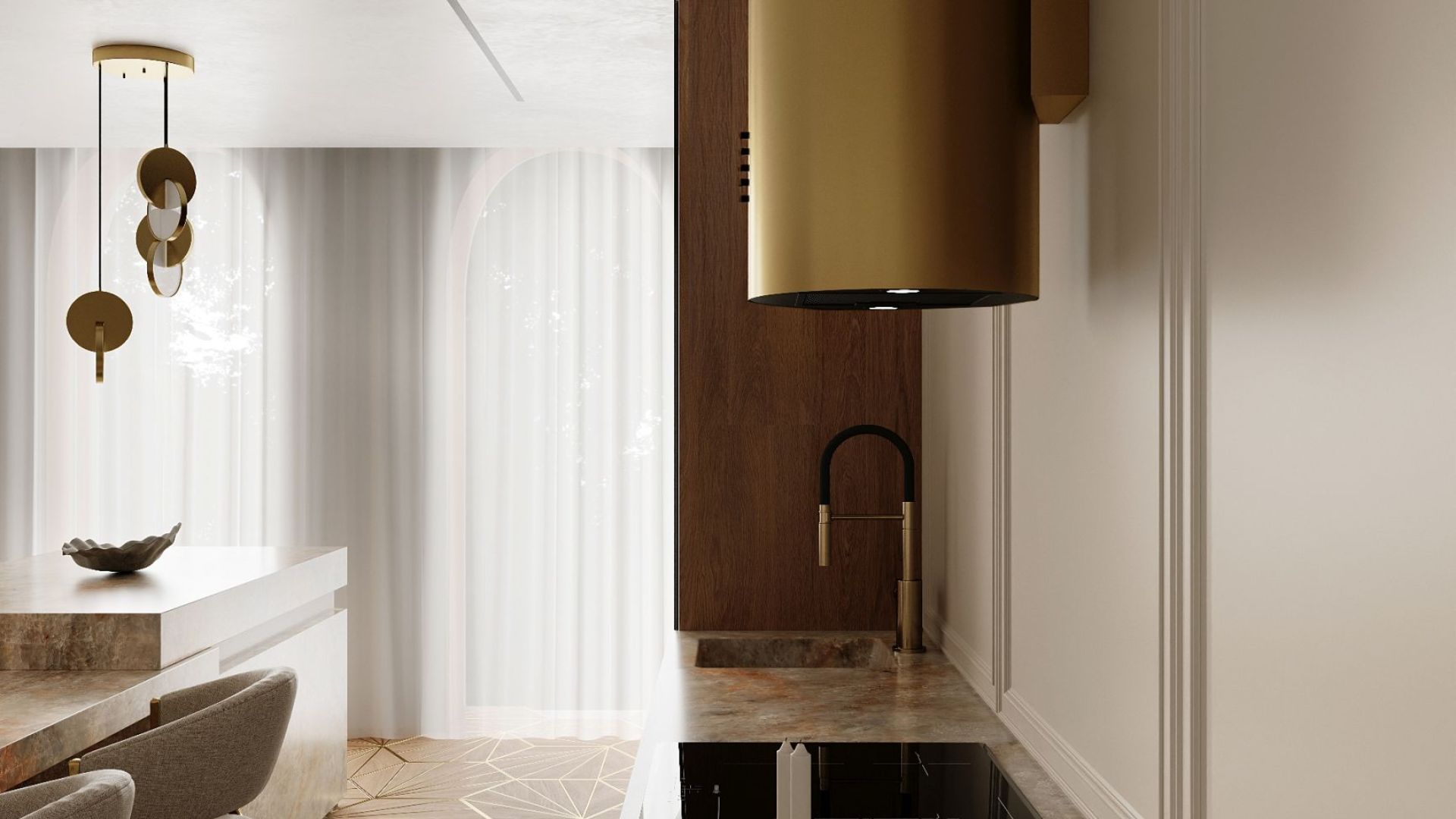 Вытяжка пристенная Cylindro OR Eco Gold - Золото - Визуализации 6