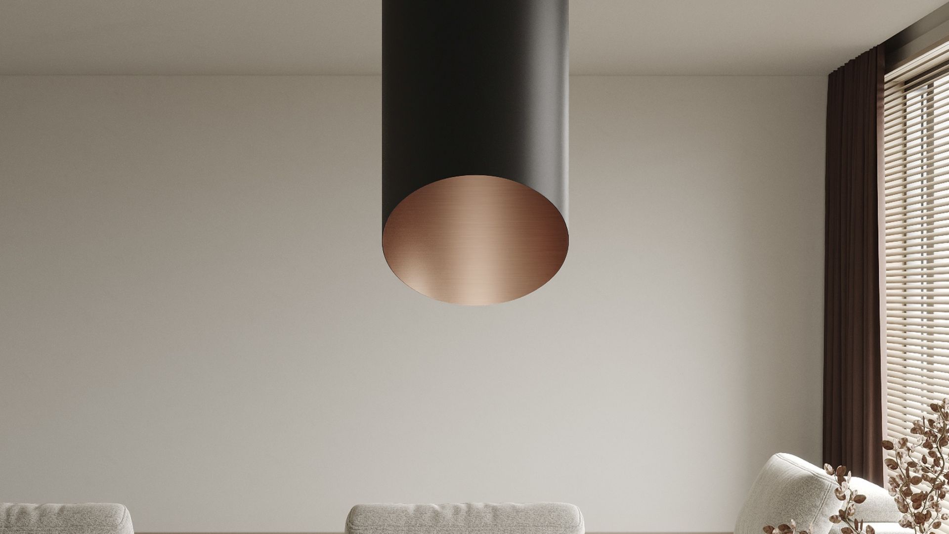Вытяжка островная Hiro Color Black-Copper - Черный матт/Медь - Визуализации 3