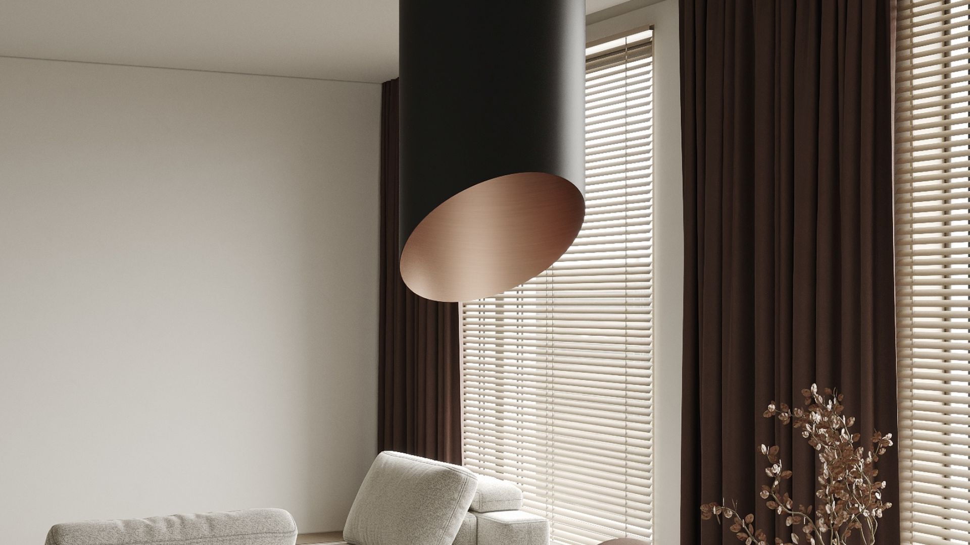 Вытяжка островная Hiro Color Black-Copper - Черный матт/Медь - Визуализации 7