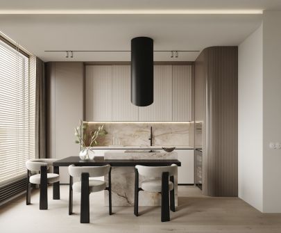 Вытяжка островная Hiro Color Black-Kashmir - Черный матт/Kашемир - 40 см - Визуализации