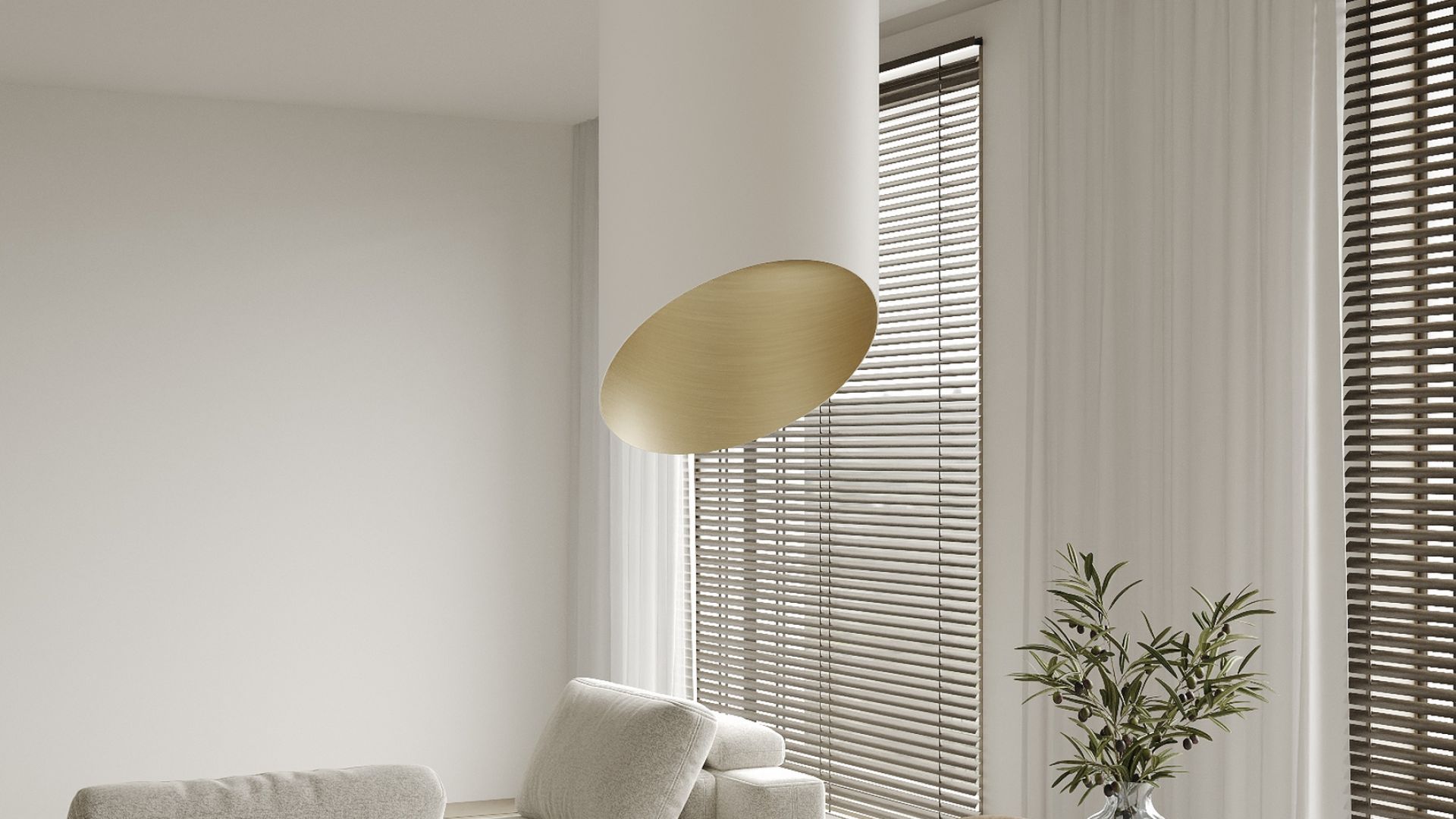 Вытяжка островная Hiro Color White-Gold - Белый матт/Золото - Визуализации 4