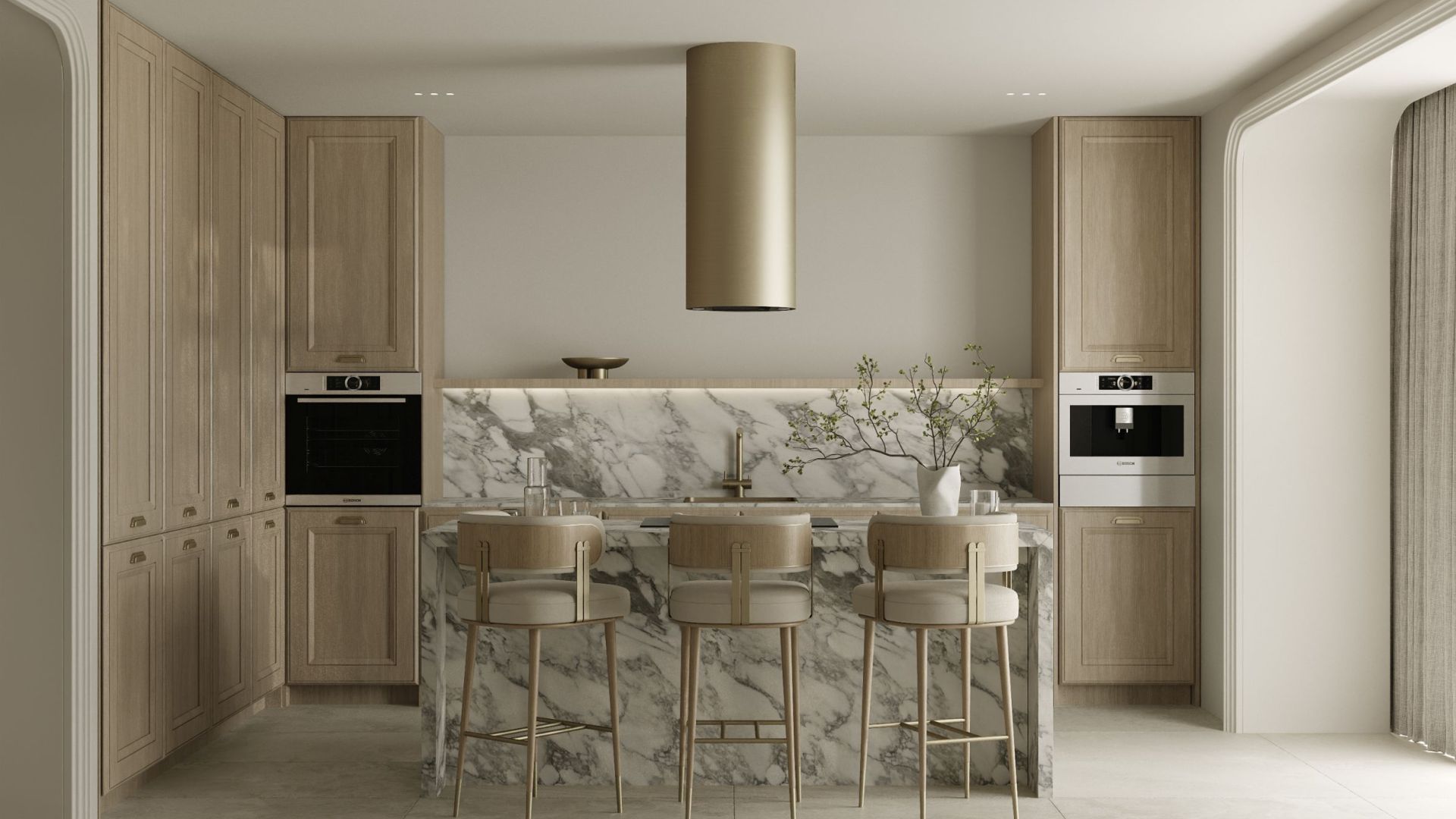 Вытяжка островная Cylindro Eco Gold - Золото - Визуализации