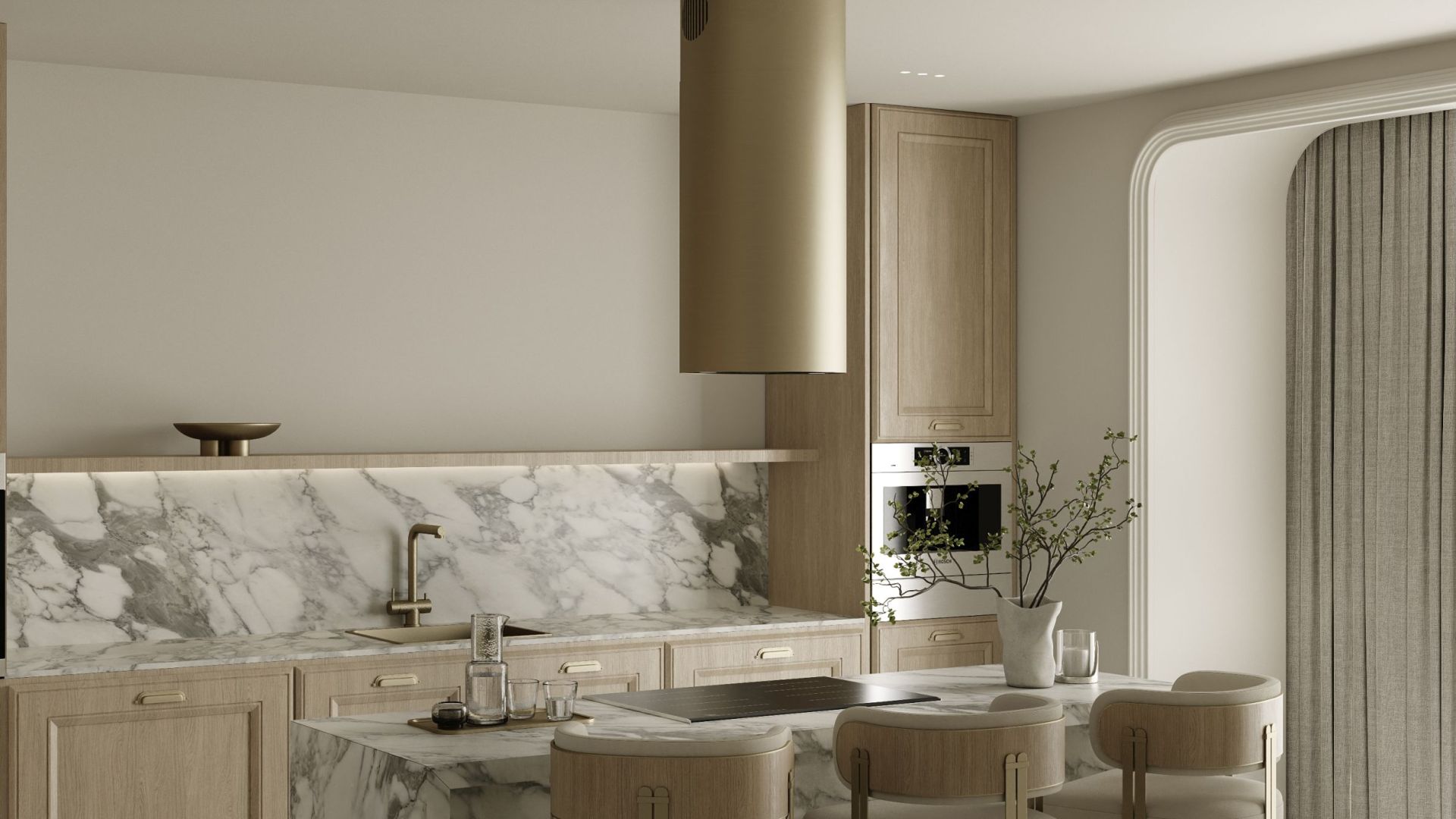 Вытяжка островная Cylindro Eco Gold - Золото - Визуализации 2