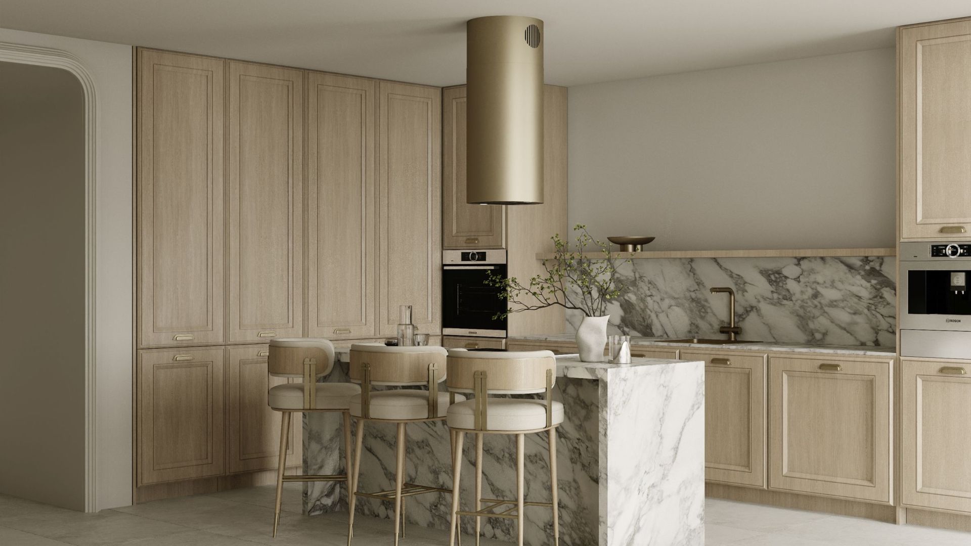 Вытяжка островная Cylindro Eco Gold - Золото - Визуализации 3