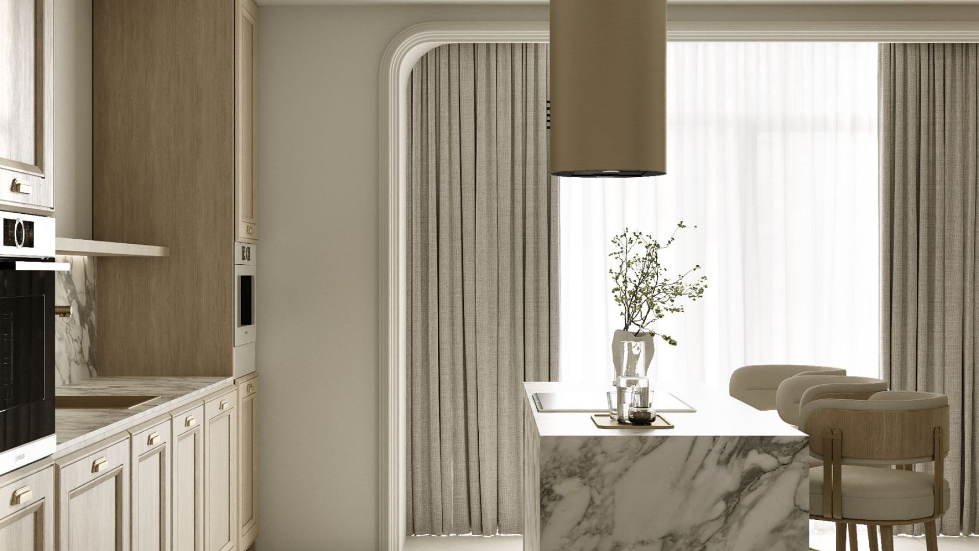 Вытяжка островная Cylindro Eco Gold - Золото - Визуализации 6