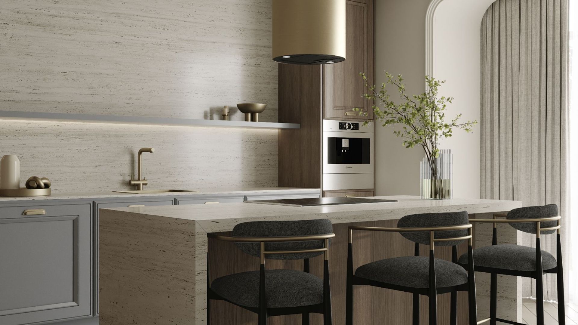Вытяжка островная Cylindro Gold - Золото - Визуализации 8